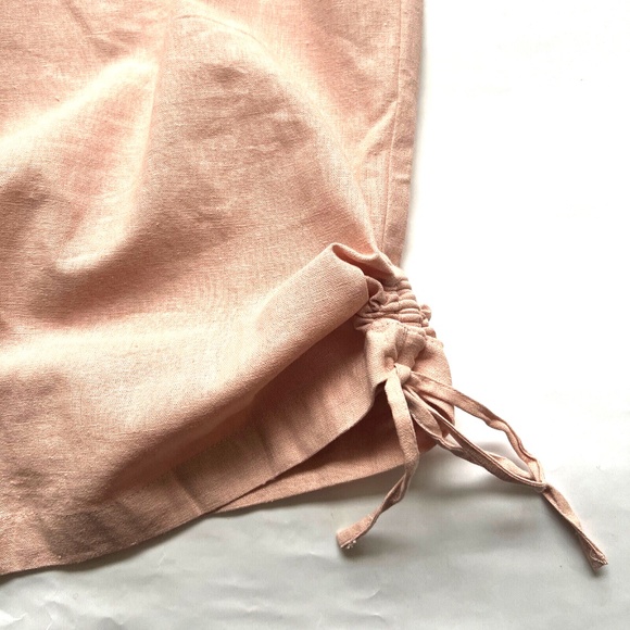 Charlie Paige Pants Linen Blend Sz XL Peach Crop Ruch Ankles Drawstring New NWT - Picture 4 of 6